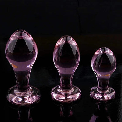 Pink Crystal Glass Butt Plug for Women's Anal and Pleasure