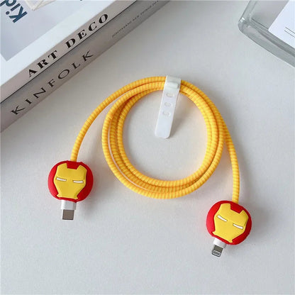 New Cartoon Charger Cable Protector for IPhone 15 14 13 12 18W 20W Charger Protection Cover Stitch Data Line Winder Protective Good Vibrations