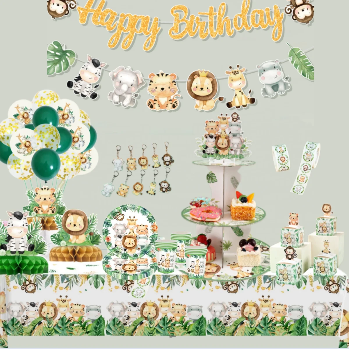Jungle Safari Birthday Decoration Jungle Animals 1st Birthday Gifts Decoration Wild One Birthday Tableware Baby Shower Decor Good Vibrations