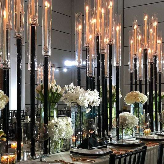 Wedding Table Centerpiece Flower Stand, Acrylic Candle Holder, Party Road Lead, DIY Decoration, 9 Heads Candlesticks, Black, 2 P Good Vibrations