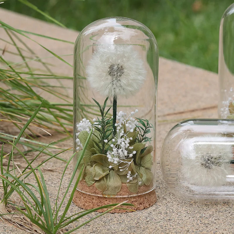 Popular Preserved Flower Gift with Glass Dome and Dandelion - Ideal for Mother's Day, Qixi, Valentine's, Birthdays & Weddings Good Vibrations