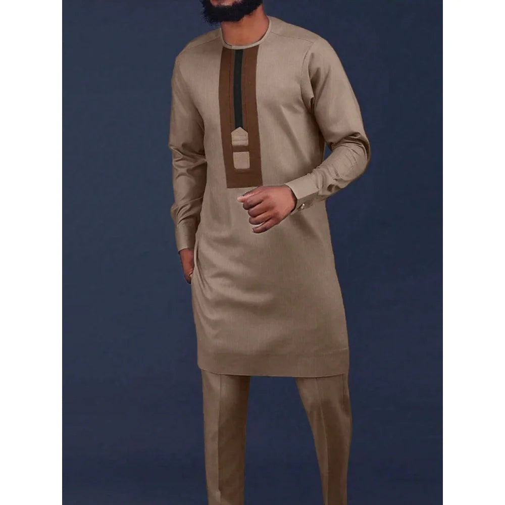 New Dashiki Luxury Full Set Men's Set Round Neck Embroidered Men's Set African Traditional Two Piece Set Men's Full Set Suit Good Vibrations