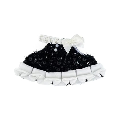 For Labubu Clothes,  Classic Black and White Sequined Fashion Elegant Dress for V1/V3 Dolls Outfit Accessories Girl Gift Good Vibrations