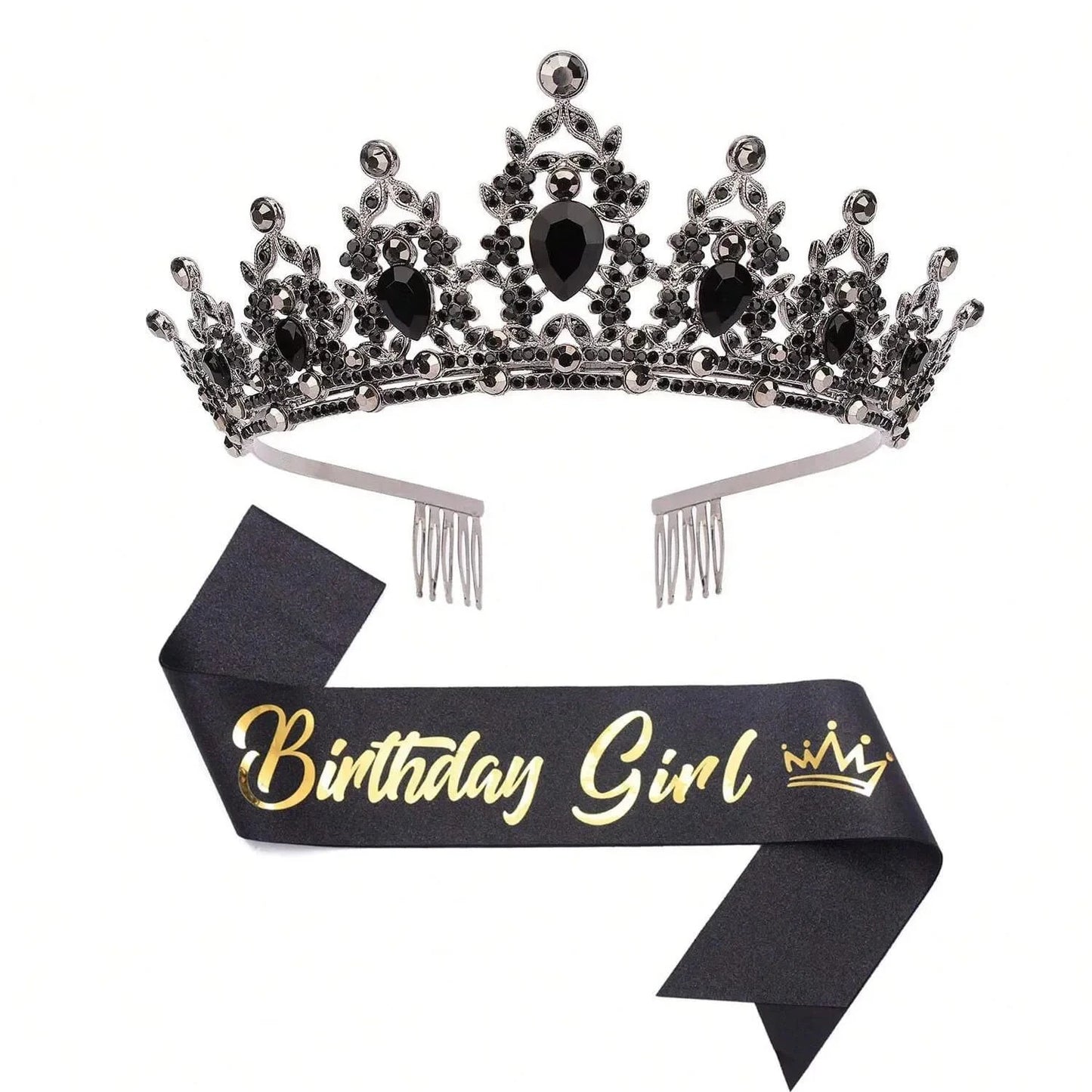 Birthday Crown and Birthday Queen Sash Birthday Girl Princess Birthday Party Decorations Happy Birthday for Party Birthday Gifts Good Vibrations