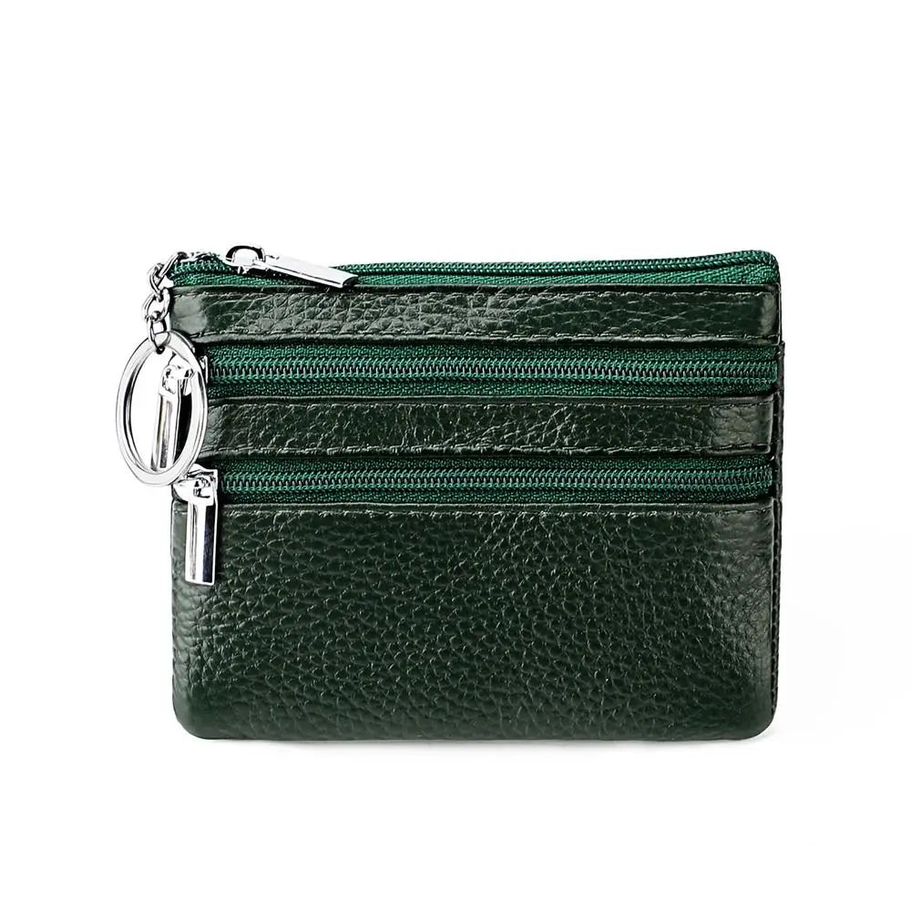 PU Leather Portable Money Coin Purse with Key Ring Waterproof Pocket Purse Zipper Wear-resistant Credit Card Holoder Man Women Good Vibrations