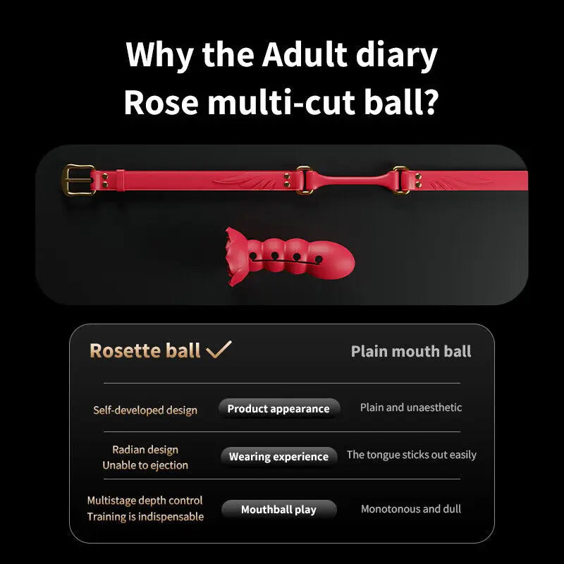 Silicone Rose Mouth Gag Extender Ball Oral Fixation Erotic Toys PU Harness Strap Belt Bdsm Bondage Costume Face Mask Adult Games GOOD Vibrations