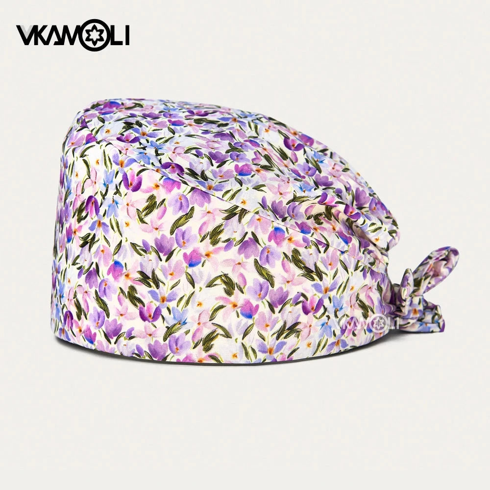 Flower printing hats scrubs women hats Health service Workers adjustable caps beauty salon Work Frosted cap lab pet store hats Good Vibrations