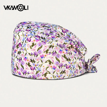 Flower printing hats scrubs women hats Health service Workers adjustable caps beauty salon Work Frosted cap lab pet store hats Good Vibrations