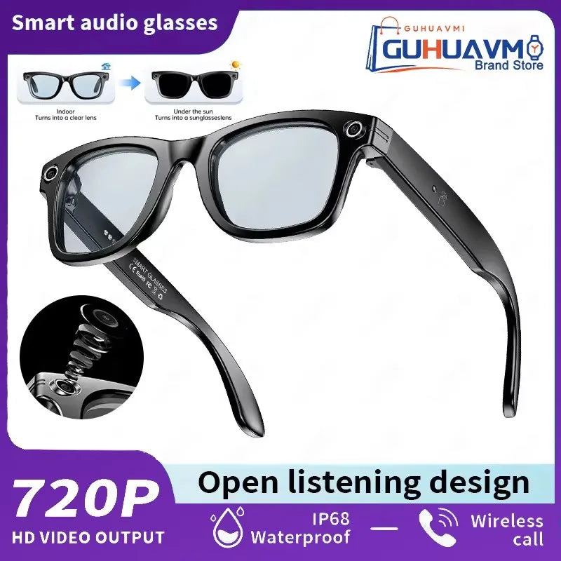 Smart Glasses HD Recording Videos AI Photo Recognition Answer Translation 290mAh Large Battery IP67 Waterproof Bluetooth Glasses Good Vibrations