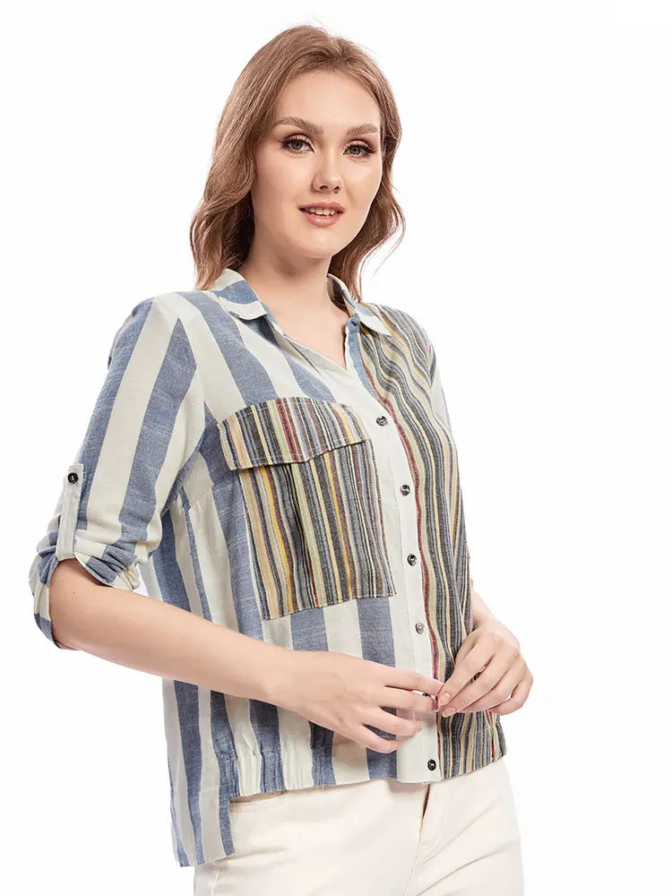 Womens plus size woven lapel shirt belongs to the category of womens clothing Good Vibrations