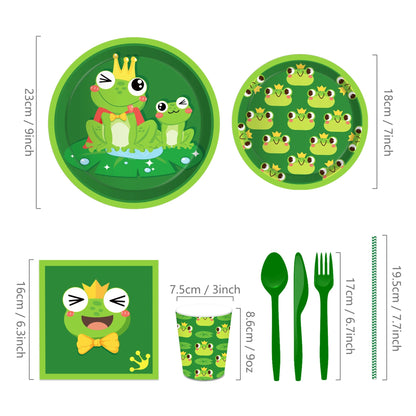 Cartoon Frog Birthday Party Decoration Tablecloth Tableware Boy/Girl Party Set Baby Shower Supplies Gift Good Vibrations