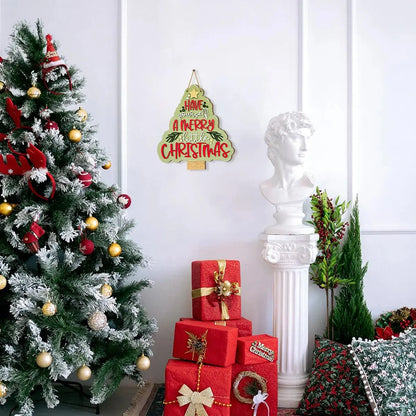 Christmas Decorations Wooden Tree Bell Ornament With "Have Yourself a Merry Little Christmas"Rustic Hanging Decor for Xmas Tree Good Vibrations