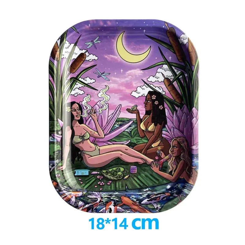 1pc Metal Rolling Tray Tobacco Herb Smoking Accessories 180*140mm Small Tray Tinplate Storage Plate Gifts GOOD Vibrations Adult Super Store