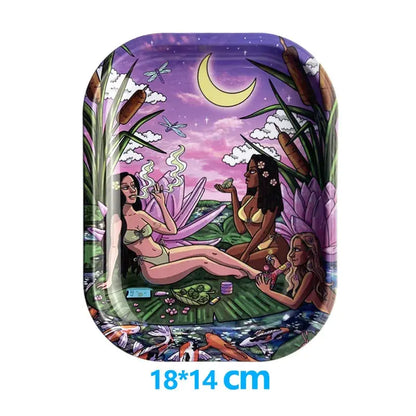 1pc Metal Rolling Tray Tobacco Herb Smoking Accessories 180*140mm Small Tray Tinplate Storage Plate Gifts GOOD Vibrations Adult Super Store