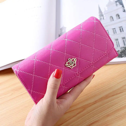 Plaid Long Wallet Women's PU Leather Slim Card Holder Coin Purse Phone Bag Money Organizer Fashion Wallet Good Vibrations