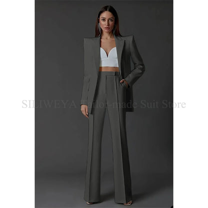 Vintage Women Wedding Suits Set 2 Pcs Blazer+Pants Formal Pantsuit Business Office Slim Fit  Peaky Blinders Takım Elbise Good Vibrations