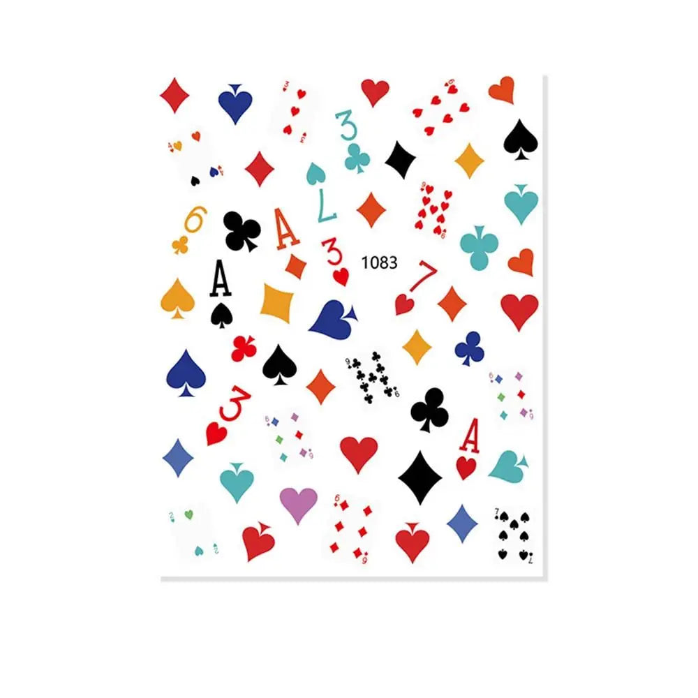 Waterproof Adhesive Decals Interesting Manicure Poker Nail Art Sticker Playing Cards Design DIY Nail Decoration Good Vibrations