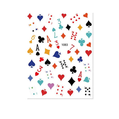 Waterproof Adhesive Decals Interesting Manicure Poker Nail Art Sticker Playing Cards Design DIY Nail Decoration Good Vibrations