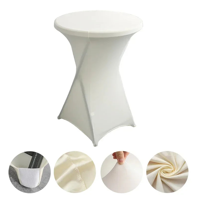 Wedding Birthday Party Decoration Cocktail Spandex Table Covers Round Cloth High Bar Banquet Hotel  Show Solid Colour Good Vibrations