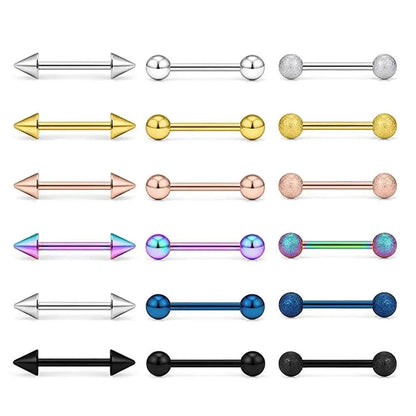 14G Tongue Rings Surgical Steel Straight Barbell Nipplerings Nipple Body Piercing Jewelry Long Barbell Bridge Tongue Rings Good Vibrations