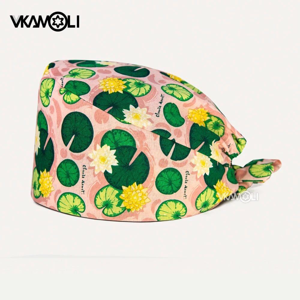 Flower printing hats scrubs women hats Health service Workers adjustable caps beauty salon Work Frosted cap lab pet store hats Good Vibrations