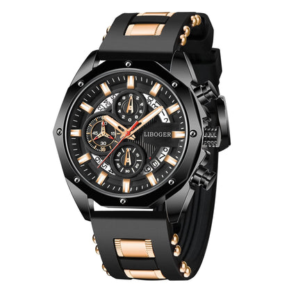 Fashion Business Men Watch Top Brand High Quality Auto Date Big Dial Silicone Strap Sports Quartz Watches For Him Gifts Good Vibrations