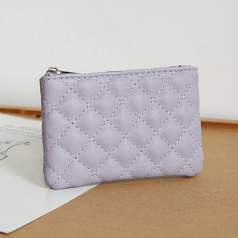 Women Small Coin Purse PU Leather Zipper Wallets Pouch Plaid Print Change Purses Business Card Holder Ladies Mini Coin Bag Good Vibrations