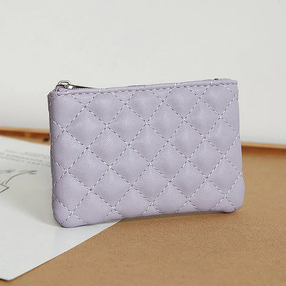 Women Small Coin Purse PU Leather Zipper Wallets Pouch Plaid Print Change Purses Business Card Holder Ladies Mini Coin Bag Good Vibrations