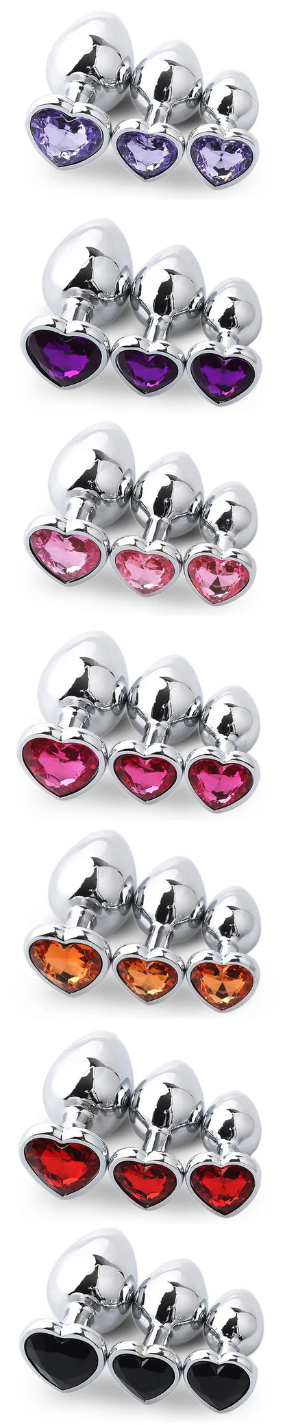 SM 3Pcs/Set Adult Erotic Masturbation Goods Heart Shape Anal Plug Dilator Prostate Massager Fetish Gay Role Play Butt Stimulator GOOD Vibrations