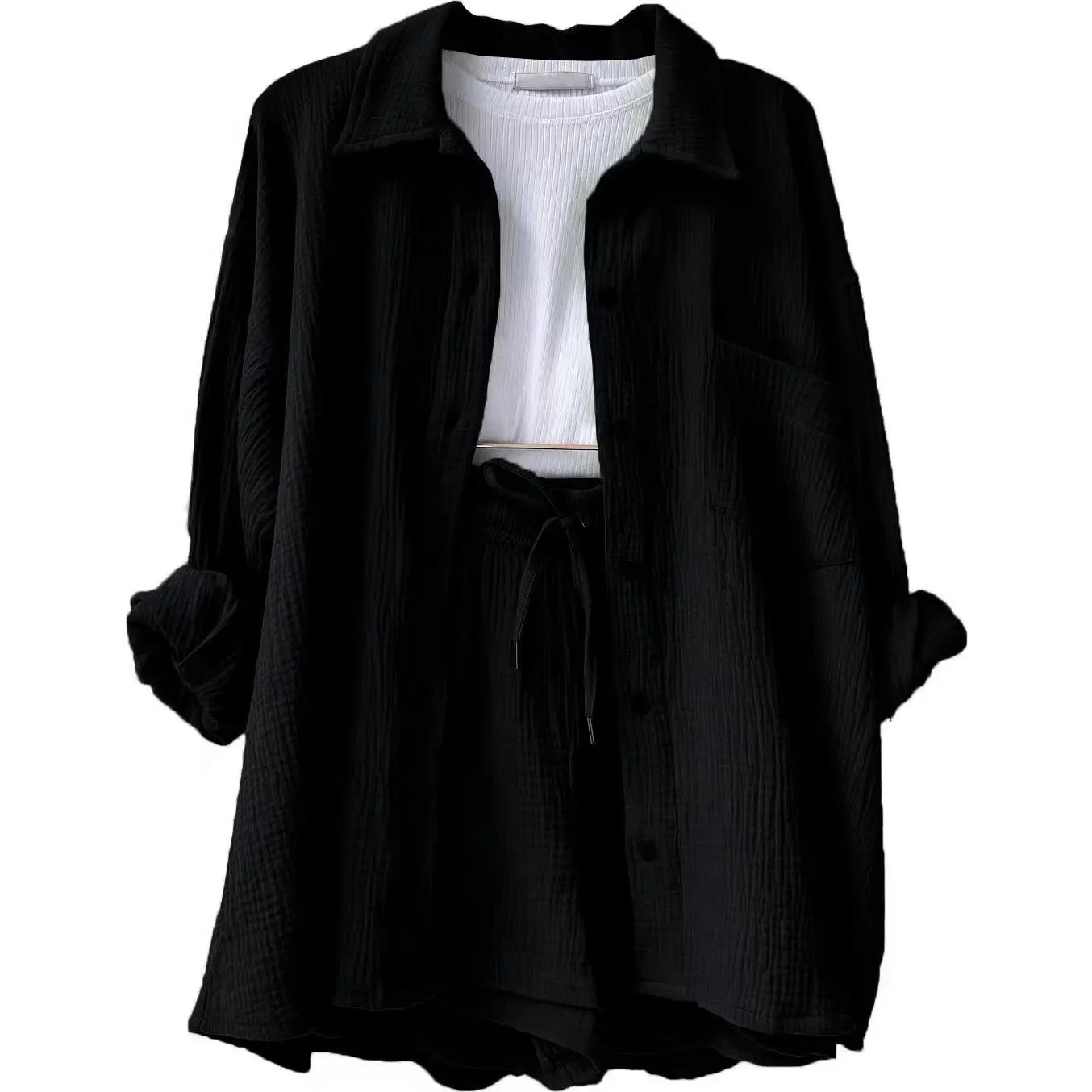 Solid Color Casual Loose Short Pants Sets For Women 2025 Elegant Summer Women's Two Pieces Suit Full Set Female Outfit Clothes Good Vibrations