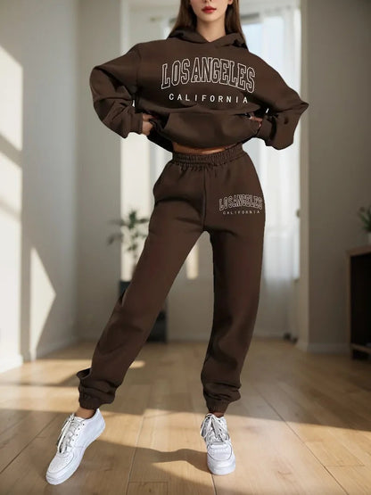 Women's Hoodies Two Pieces Sets Fashion Letter Print Pullover Sweatpants 2Pieces Set Sweatshirts Trousers Suit For Women Hooded Good Vibrations