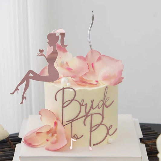 2Pcs/Set Bride To Be Cake Toppers Acrylic Wedding Cake Toppers Bridal Shower Bachelorette Hen Night Party Cake Decor Baking Tool Good Vibrations