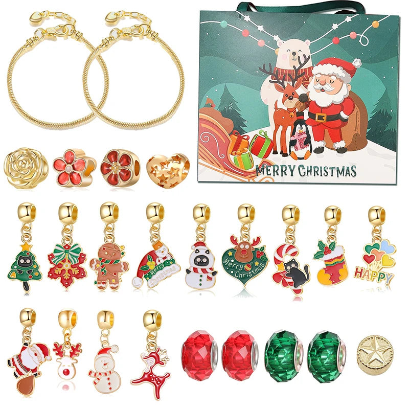 Christmas Kids Bracelet Earring Advent Calendar 2025 New Year Countdown Home Party Girl Jewelry Gift Blind Box Atmosphere Items Good Vibrations