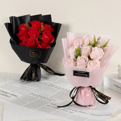 Wedding Decorations 9 Heads Soap Flowers Rose Bouquet Wedding Birthday Party Valentine's Day DIY Gift Home Decoration Good Vibrations