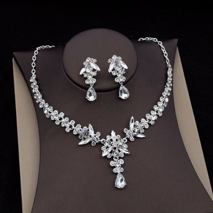 Red Bridal Jewelry Sets for Women Tiaras Crown Necklace Earrings Set Wedding Dress Bride Costume Accessories Good Vibrations