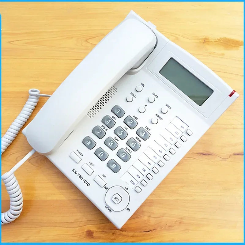Desktop Corded Telephone, Wired Landline Phone for Home/Hotel/Office, Handsfree, with Blue Backlit, Caller ID, in English Good Vibrations