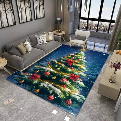 Christmas Theme Floor Mat Various Styles Glittering Trees Snowy Scenes and Festive Ornaments NonSlip Door Mat Rugs for Home Decor Good Vibrations
