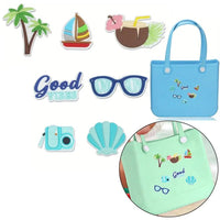 7Pcs DIY Charms for Bogg Bag Accessories Waterproof Beach Bag Accessories Charms for Bogg Bag/Beach Bag Good Vibrations