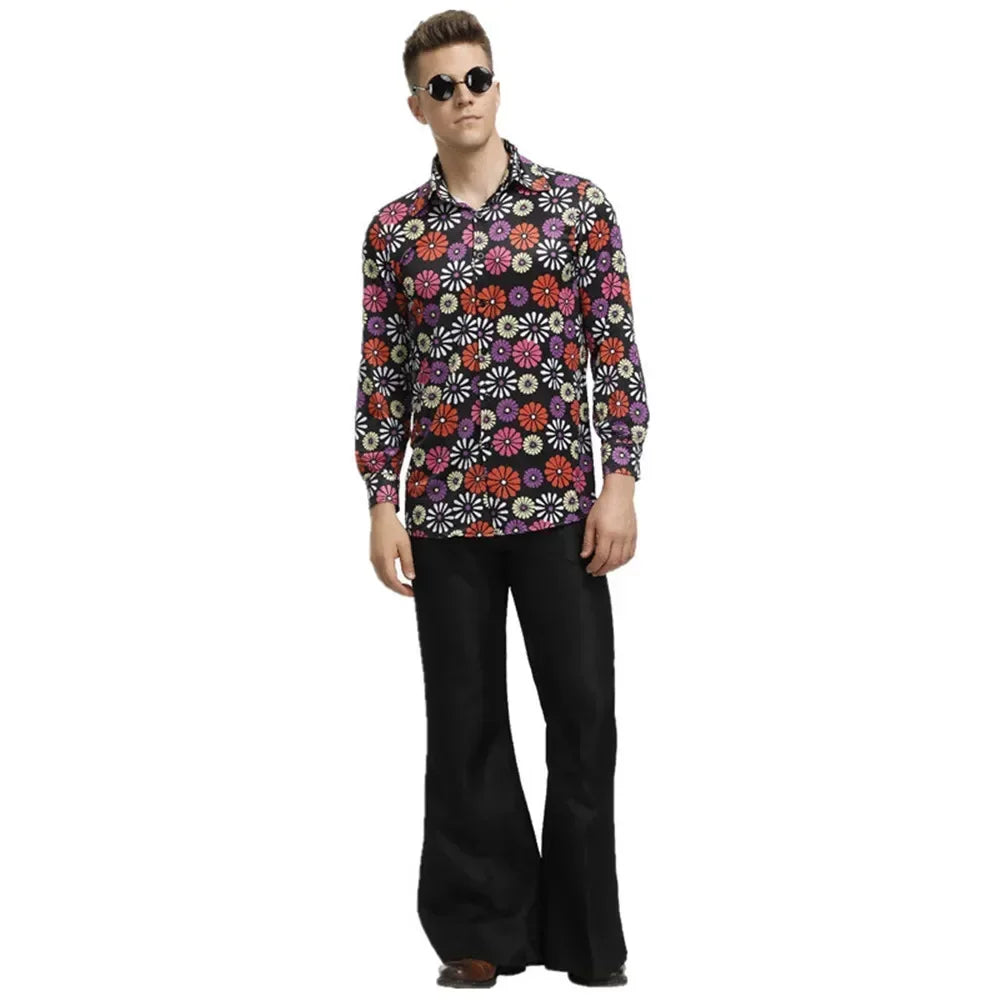 Halloween Cosplay Costumes 70s 80s Disco Couple Costume  Vintage Hippies Costume Men Women Music Festival Party Fancy Dress Good Vibrations