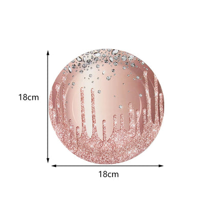 Rose Gold Disposable Tableware Diamond Pattern Paper Cups Plates Straws Table Decoration Wedding Birthday Party Supplies Good Vibrations