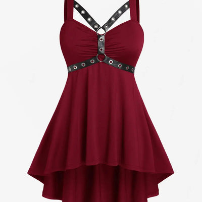 ROSE GAL Womens Plus Size Curve High Low Tank Tops Gothic Sleeveless Strap Tank Top Good Vibrations