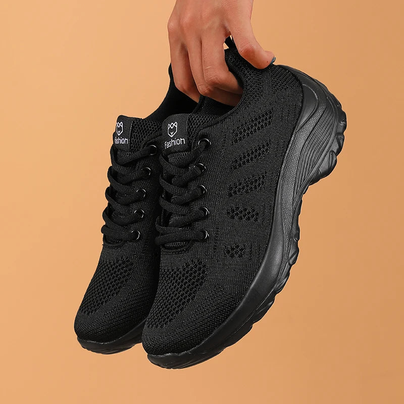 2025 Women's Walking Running Shoes Lightweight Breathable Fashionable Knitted Tennis Shoes Comfortable Activity Sneakers Women Good Vibrations