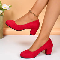 Shallow Women High Heels Shoes Retro Mid Heels Pumps Fashion Trend Autumn Designer Shoes Walking Dress Shoes Zapatos De Mujer Good Vibrations