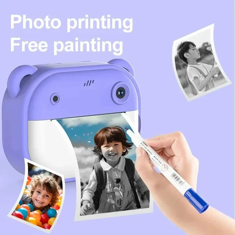 Children Digital Camera Instant Print for Kids Thermal Print Camera Instant Photo Printing Camera Video Toys+32G Memory Card Good Vibrations