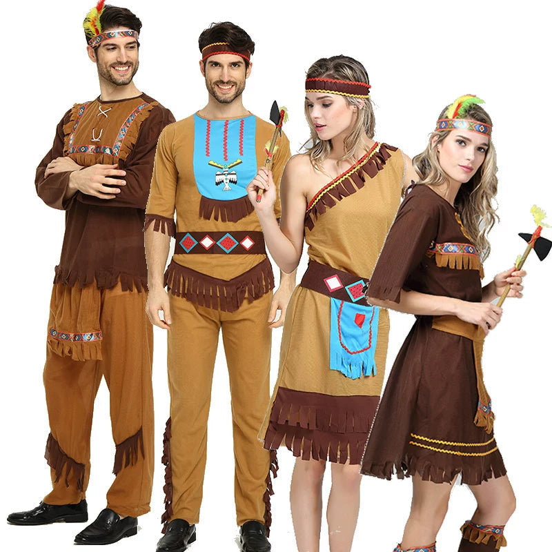 Savage Costume Primitive Man African Savage Indian Clothes Men and Women Leopard Print Indigenous Hunter Costume Good Vibrations