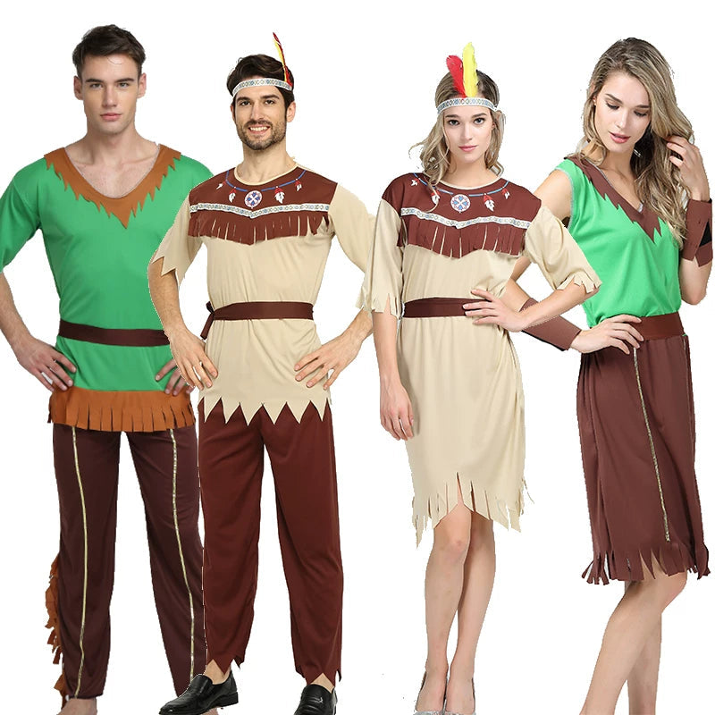 Savage Costume Primitive Man African Savage Indian Clothes Men and Women Leopard Print Indigenous Hunter Costume Good Vibrations