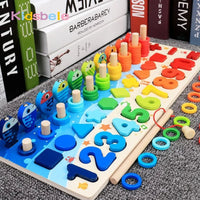 Kids Montessori Math Toys For Toddlers Educational Wooden Puzzle Fishing Toys Count Number Shape Matching Sorter Games Board Toy Good Vibrations