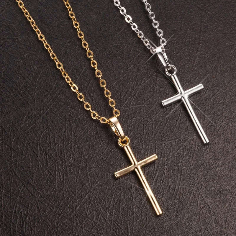 HipHop Fashion Cross Necklace For Women Crystal Zircon Men Necklace  Metal Chains Choker Jesus Pendants Jewelry Gift Good Vibrations