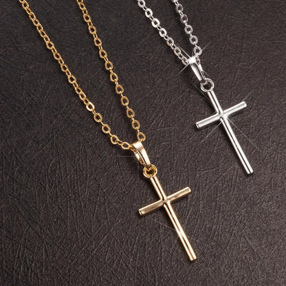 HipHop Fashion Cross Necklace For Women Crystal Zircon Men Necklace  Metal Chains Choker Jesus Pendants Jewelry Gift Good Vibrations