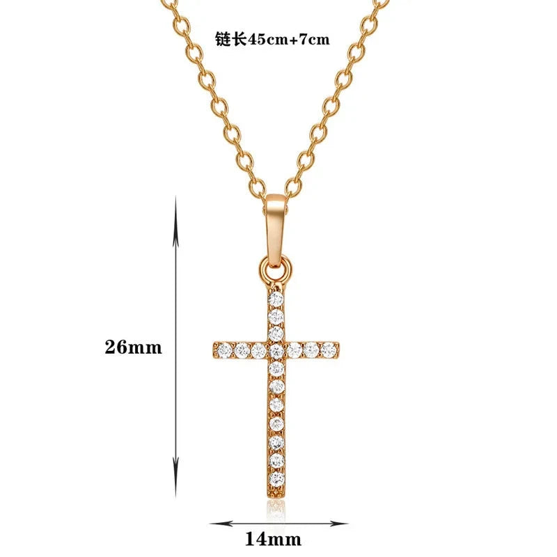 HipHop Fashion Cross Necklace For Women Crystal Zircon Men Necklace  Metal Chains Choker Jesus Pendants Jewelry Gift Good Vibrations